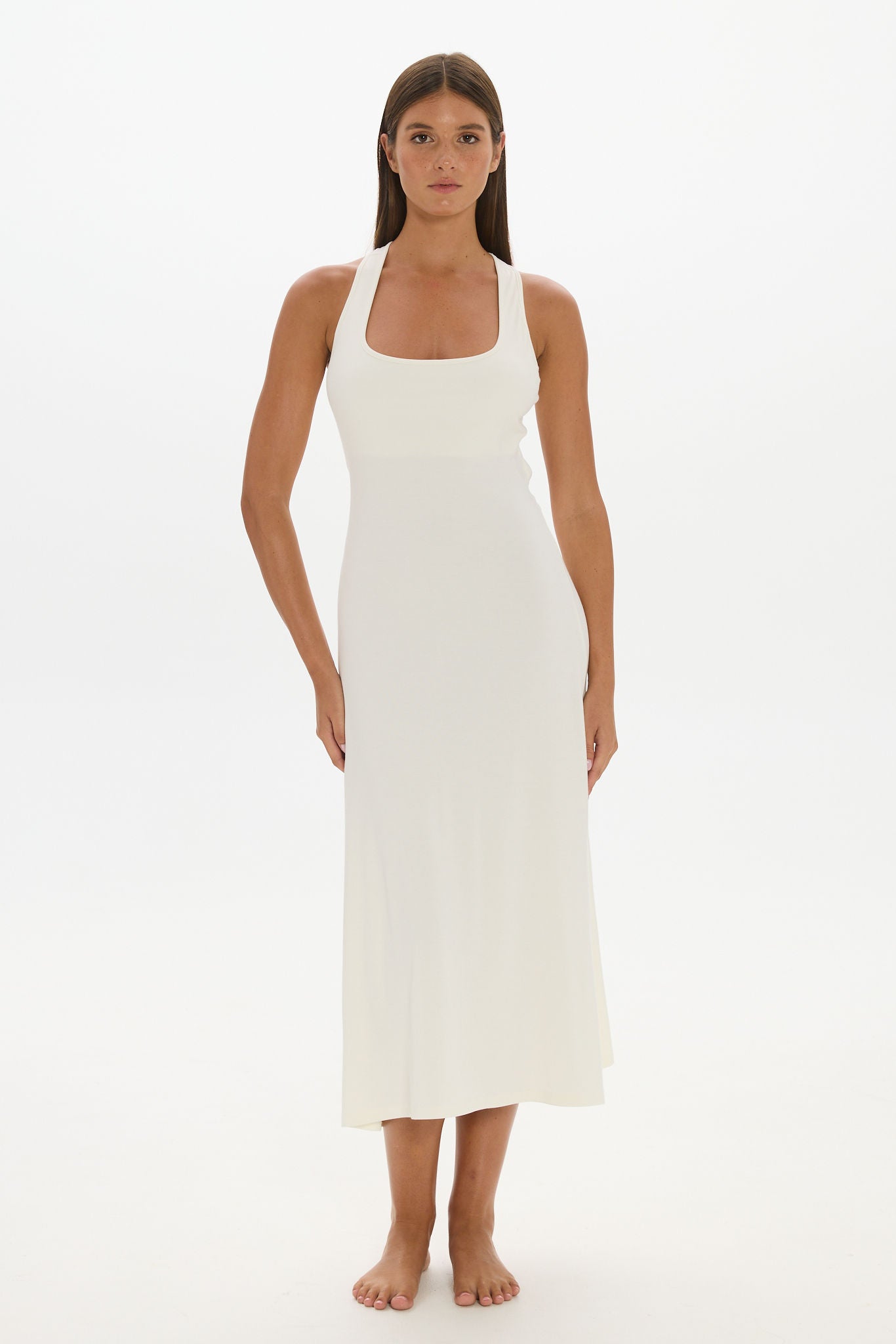 Capri Halter Cross-Back Dress - Ivory