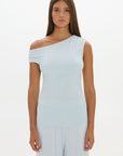 Chloe Off Shoulder Top - Pale Azure
