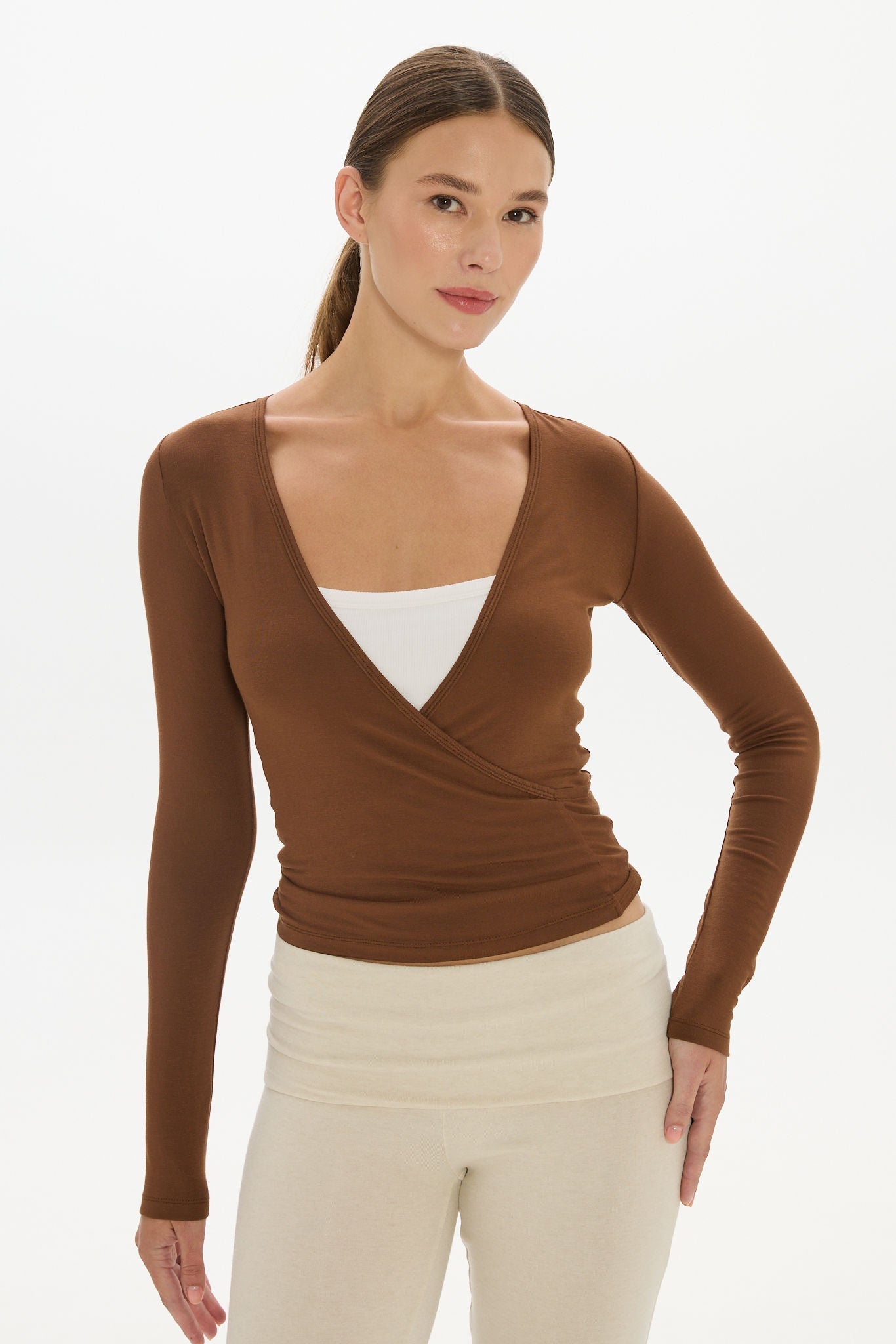 Christy Yoga Wrap Top - Earth