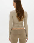 Christy Yoga Wrap Top - Taupe
