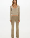 Christy Yoga Wrap Top - Taupe