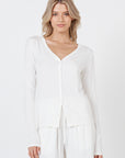 Como Long Sleeve Cardigan - White