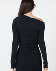 Como Off-Shoulder Drape Top - Black