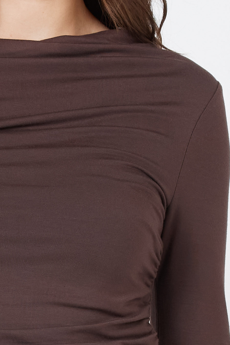 Como Off-Shoulder Drape Top - Espresso
