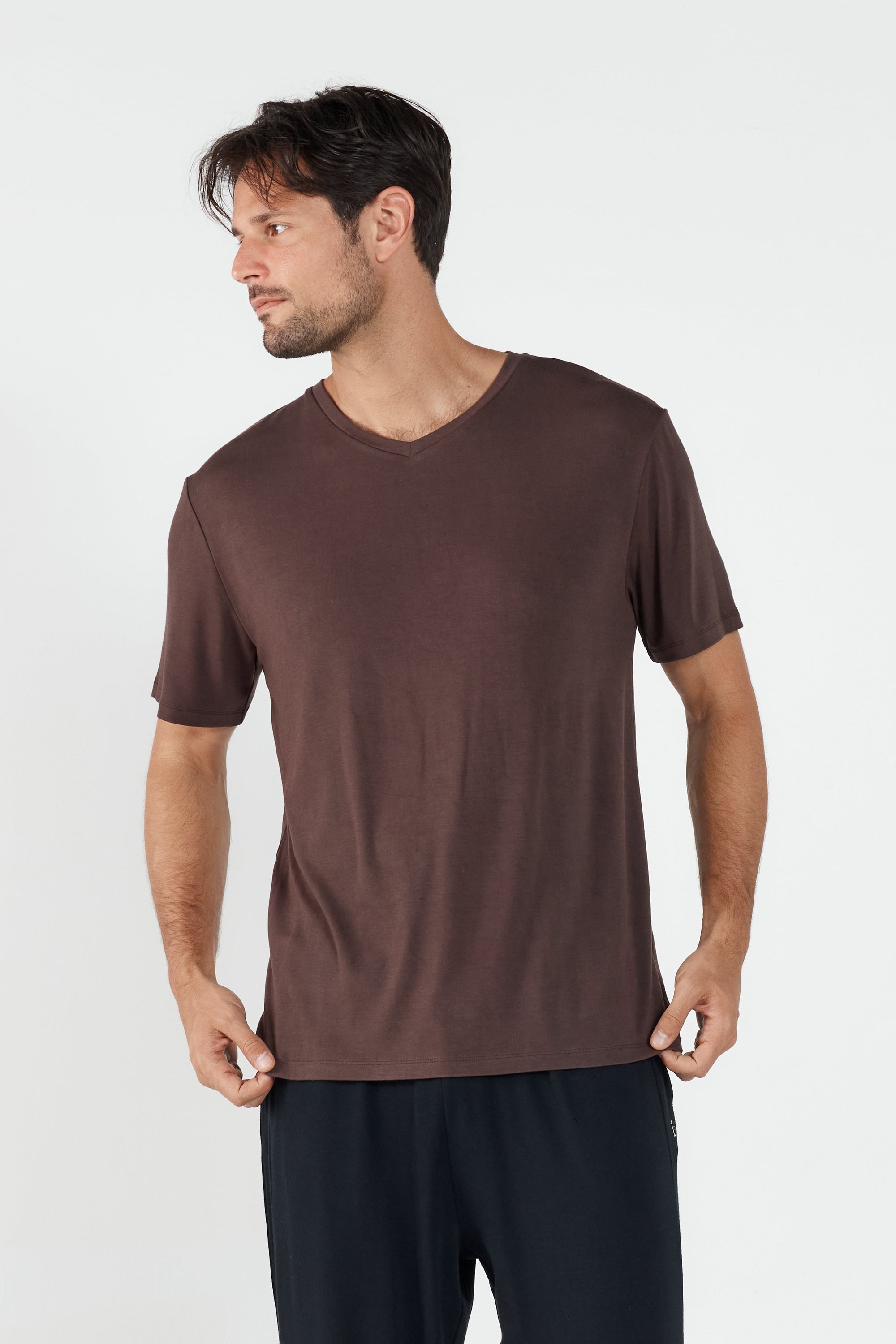 Como V-Neck T-Shirt - Espresso