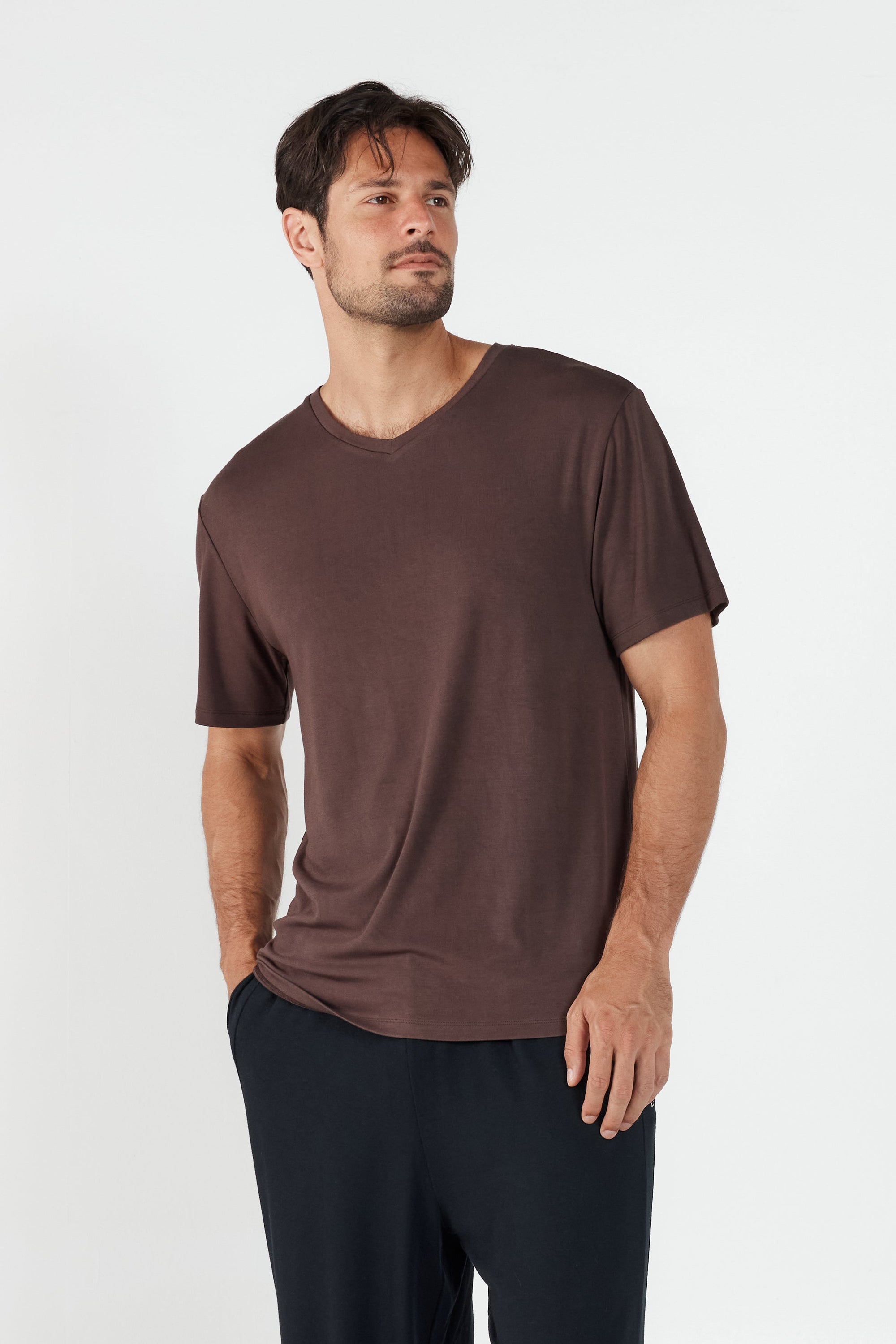 Como V-Neck T-Shirt - Espresso