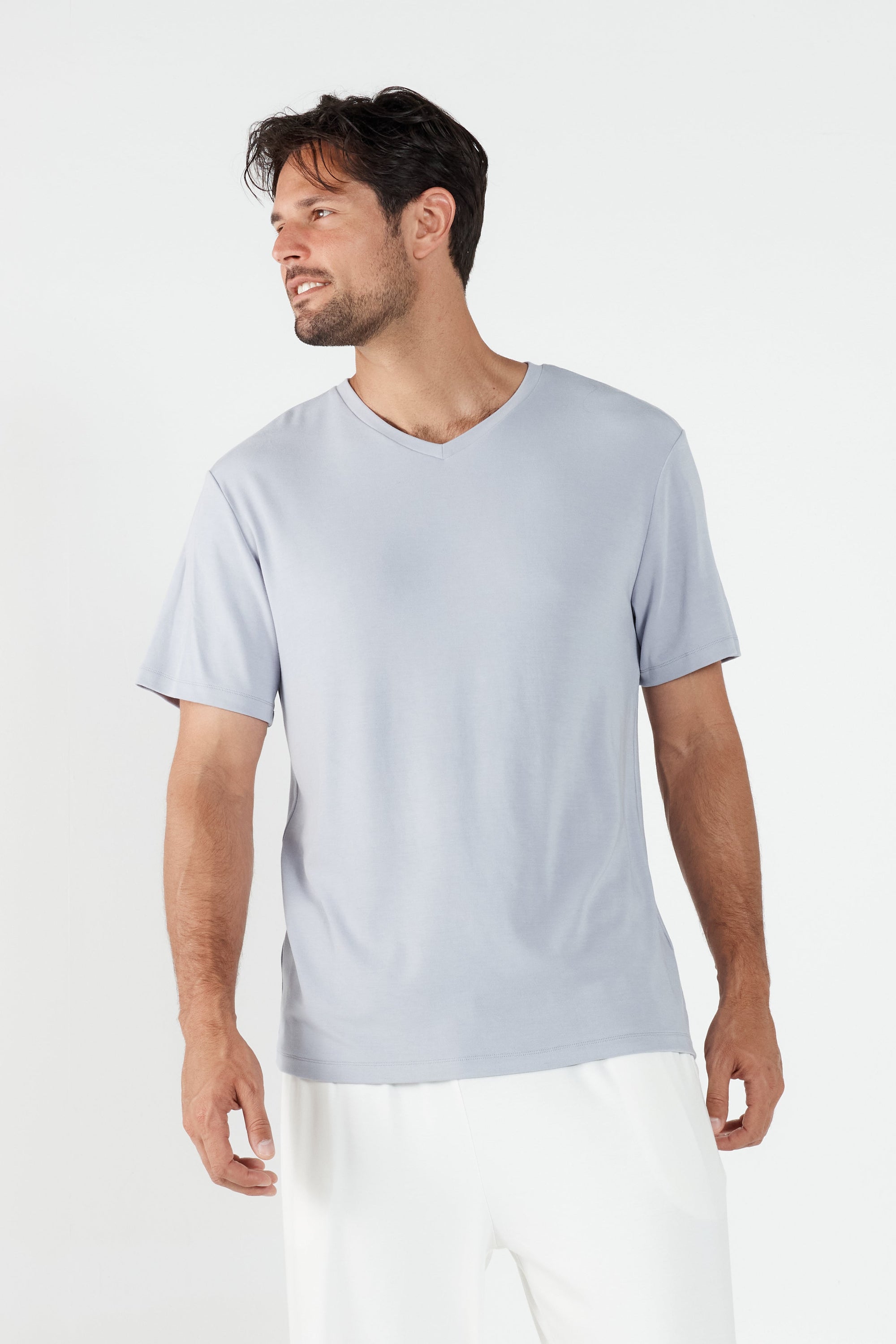 Como V-Neck T-Shirt - Lavender Grey