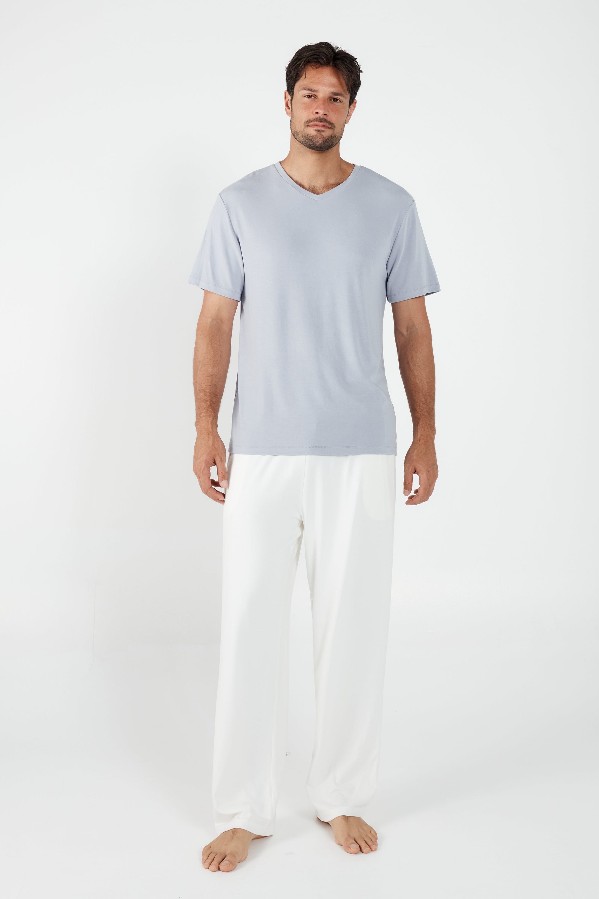 Como V-Neck T-Shirt - Lavender Grey