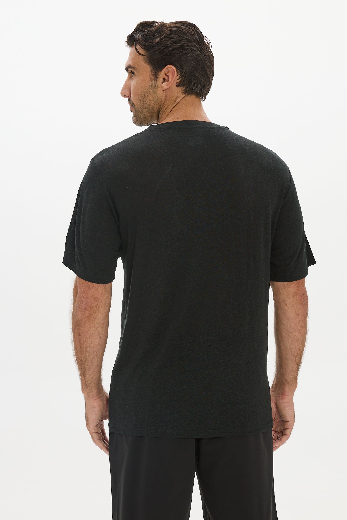 Soft Linen Jersey T-Shirt - Black