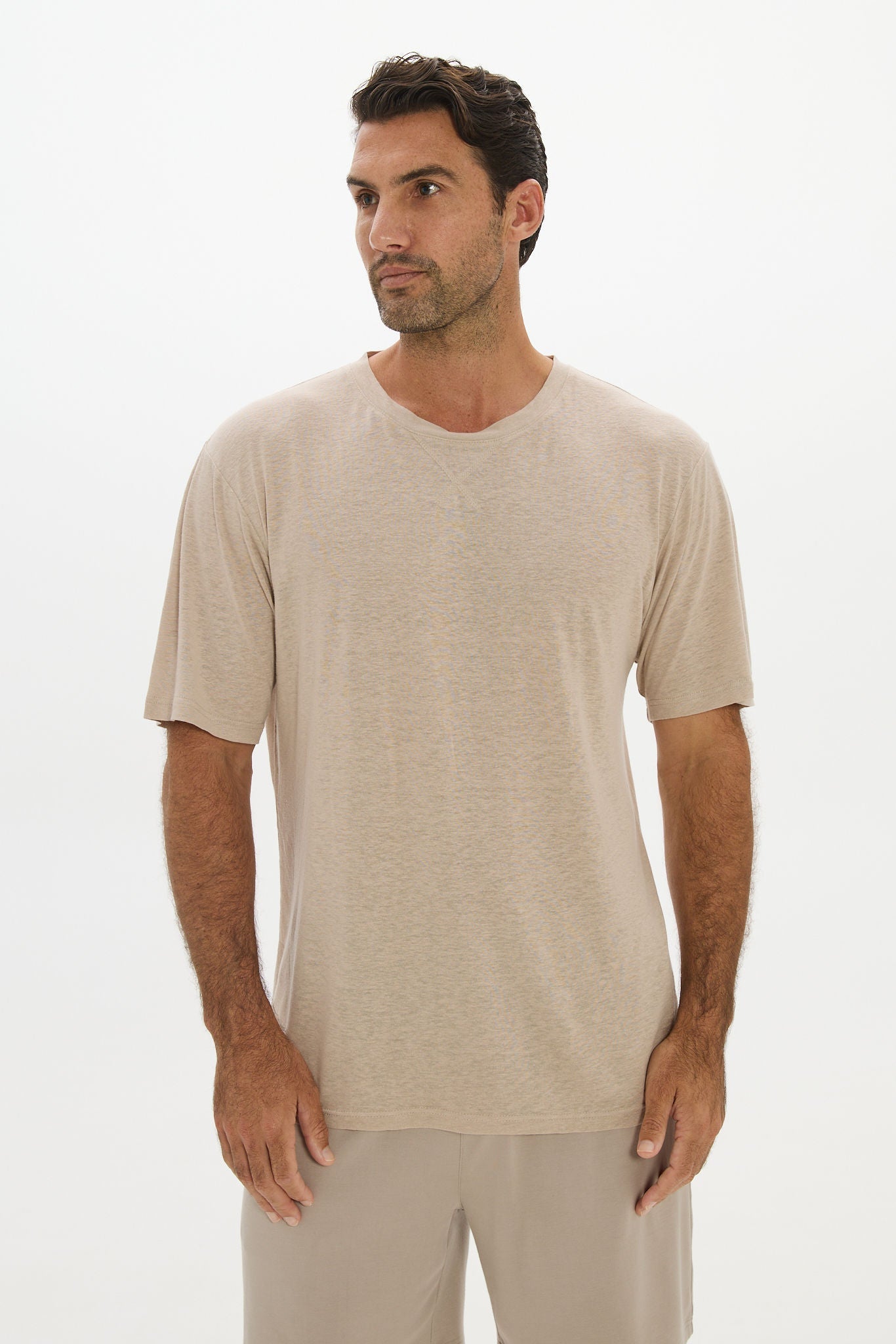 Soft Linen Jersey T-Shirt - Taupe