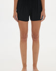 Soft Rib Boyfriend Shorts - Black