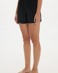 Soft Rib Boyfriend Shorts - Black