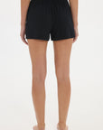 Soft Rib Boyfriend Shorts - Black