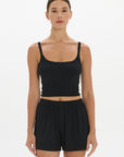 Soft Rib Boyfriend Shorts - Black