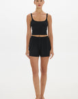 Soft Rib Boyfriend Shorts - Black