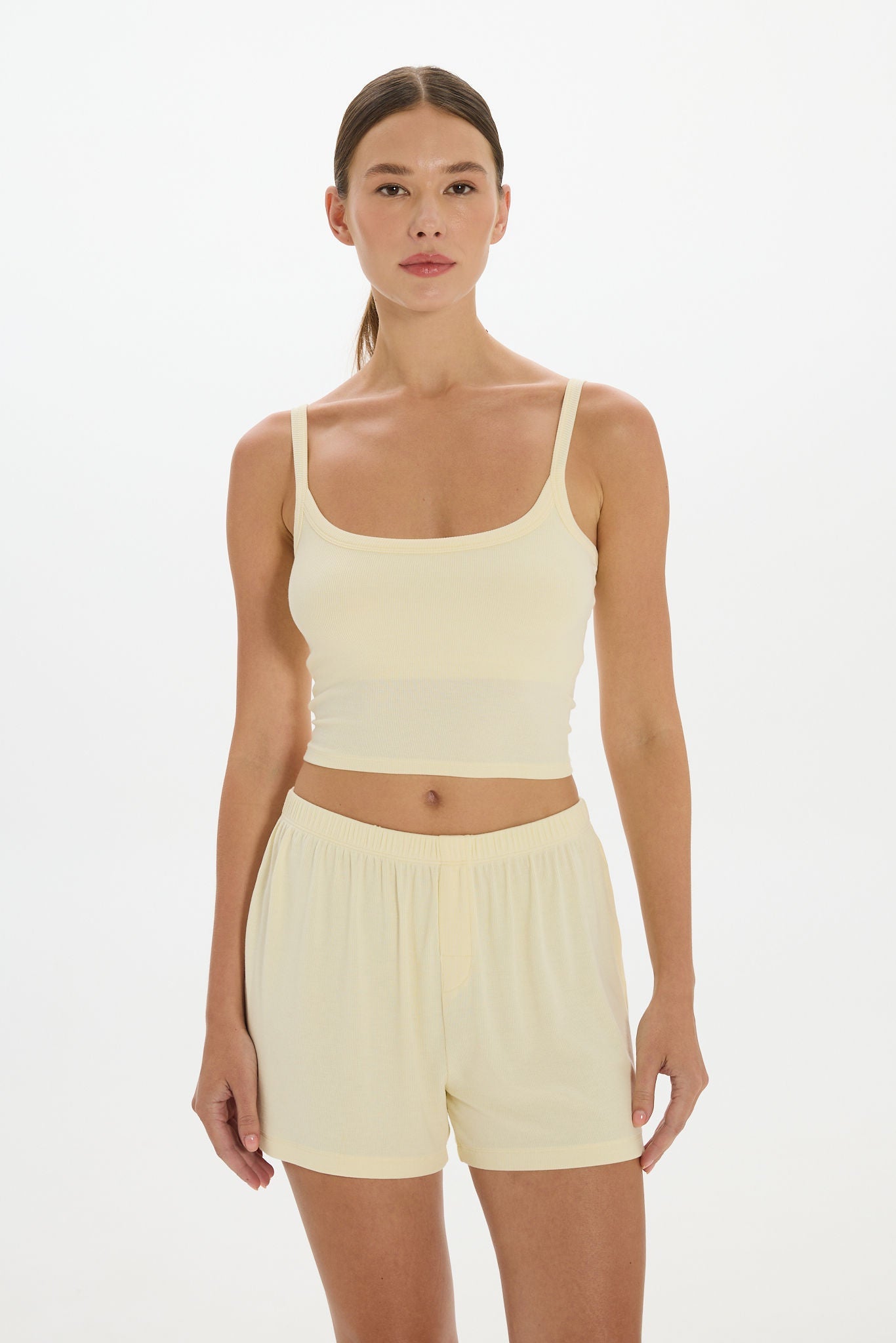 Soft Rib Boyfriend Shorts - Butter