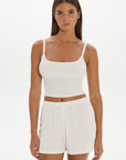 Soft Rib Boyfriend Shorts - Cream