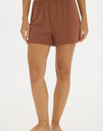 Soft Rib Boyfriend Shorts - Earth