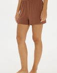 Soft Rib Boyfriend Shorts - Earth