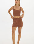 Soft Rib Boyfriend Shorts - Earth