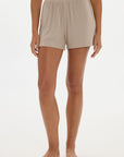 Soft Rib Boyfriend Shorts - Taupe