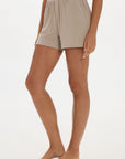 Soft Rib Boyfriend Shorts - Taupe