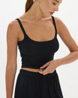 Soft Rib Cropped Cami - Black