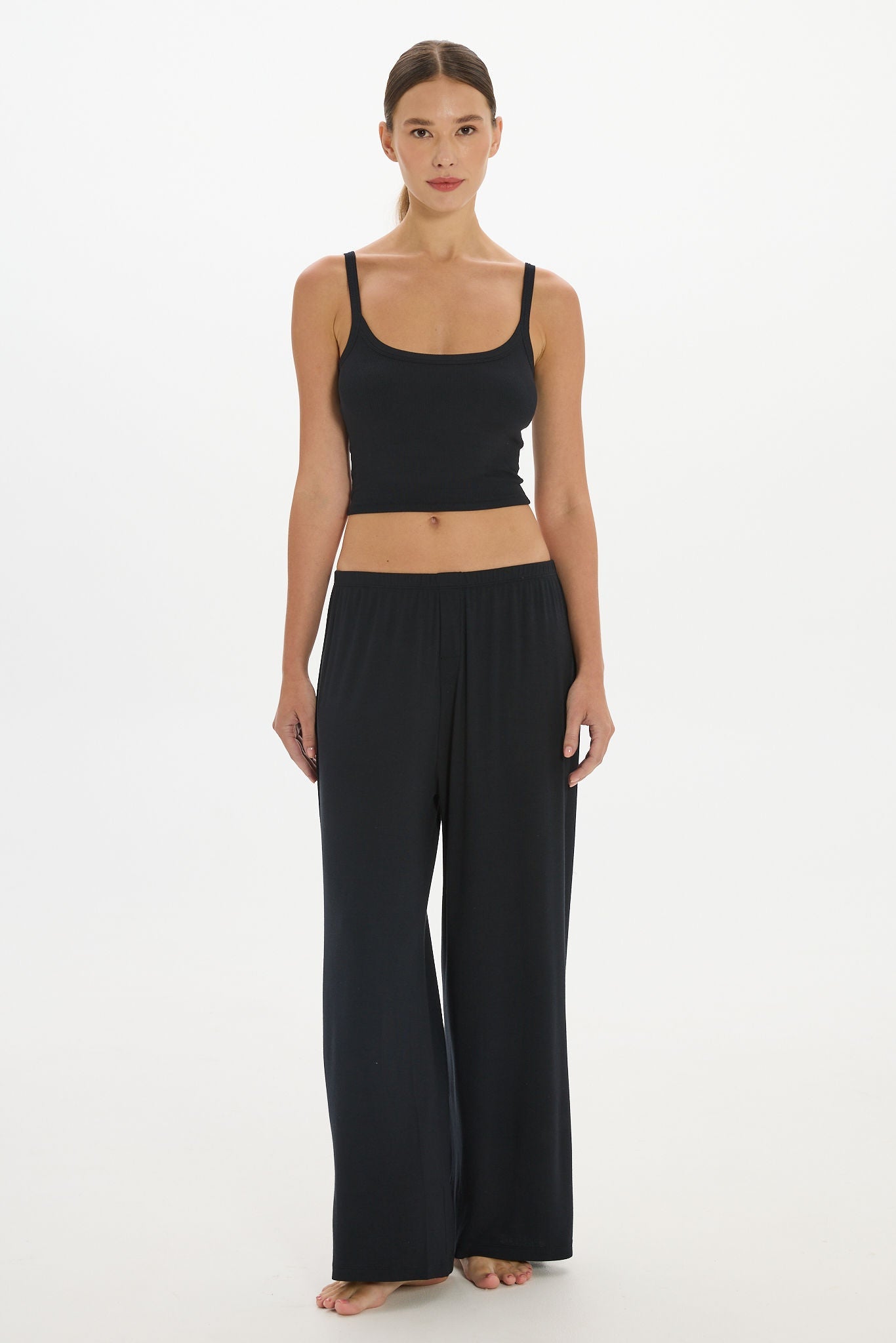 Soft Rib Cropped Cami - Black