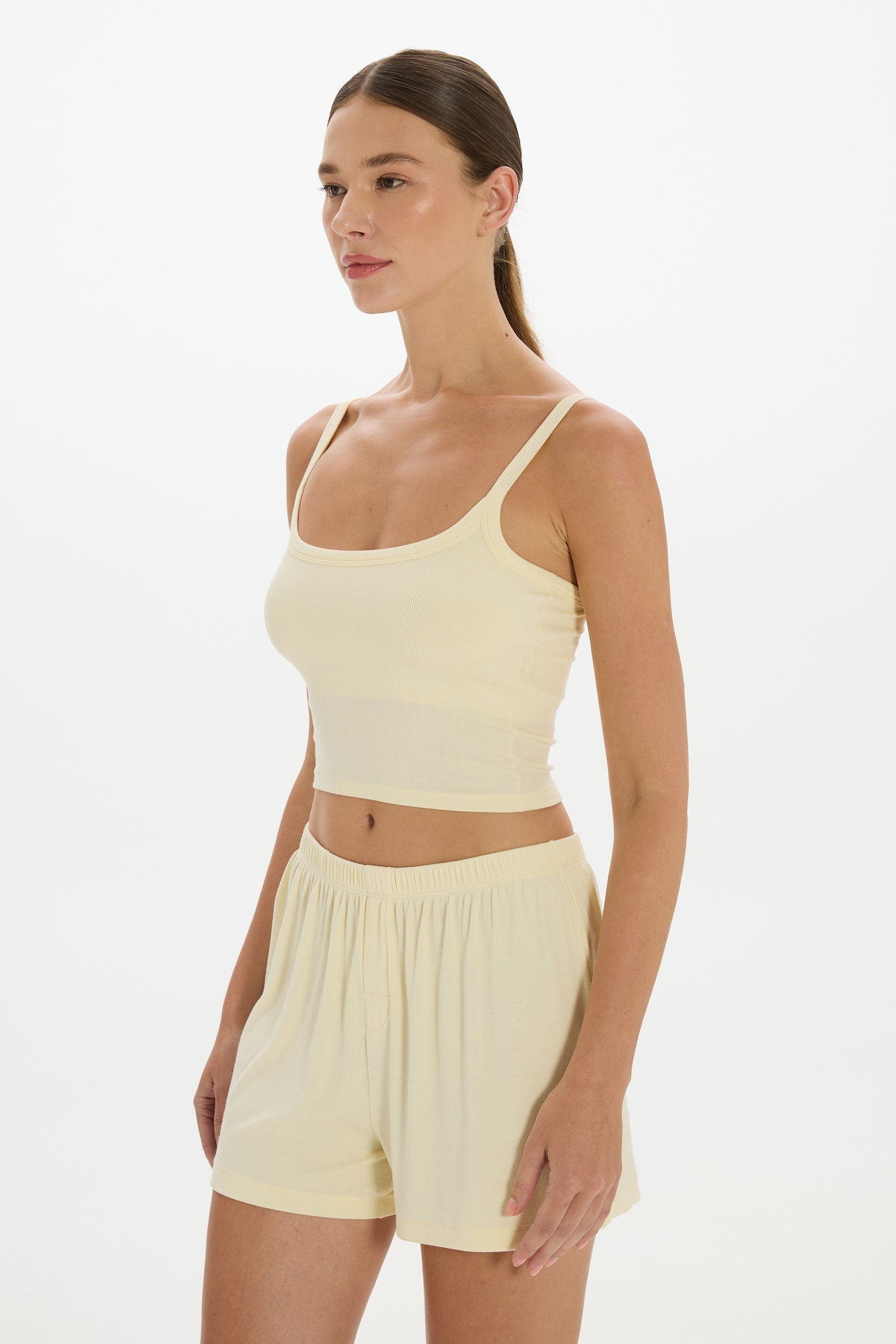 Soft Rib Cropped Cami - Butter