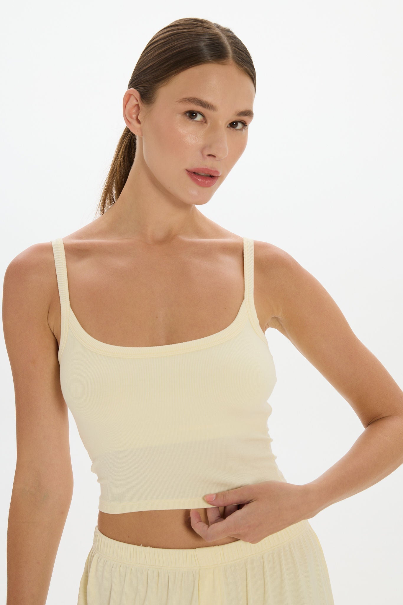 Soft Rib Cropped Cami - Butter