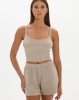 Soft Rib Cropped Cami - Taupe