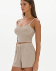 Soft Rib Cropped Cami - Taupe