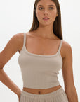 Soft Rib Cropped Cami - Taupe