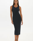 Soft Rib Tank Midi Dress - Black