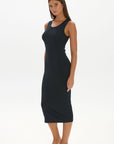 Soft Rib Tank Midi Dress - Black