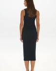 Soft Rib Tank Midi Dress - Black