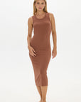 Soft Rib Tank Midi Dress - Earth