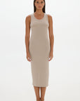 Soft Rib Tank Midi Dress - Taupe