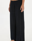 Soft Rib Wide-Leg Pants - Black