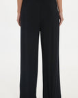 Soft Rib Wide-Leg Pants - Black