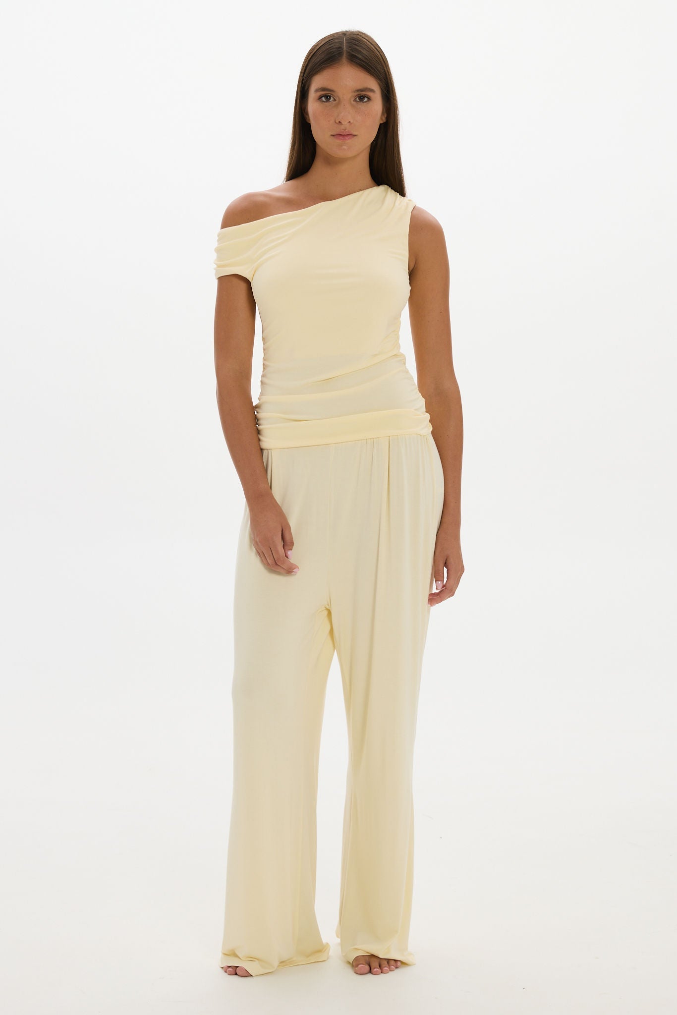 Soft Rib Wide-Leg Pants - Butter