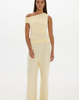Soft Rib Wide-Leg Pants - Butter