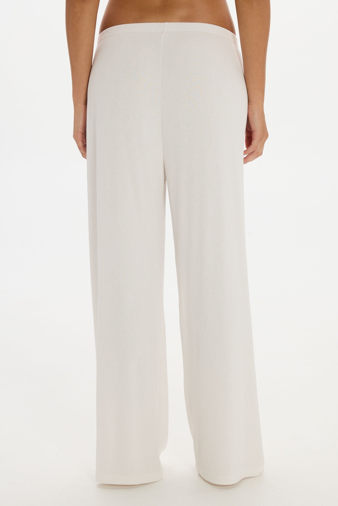 Soft Rib Wide-Leg Pants - Cream