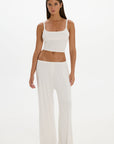 Soft Rib Wide-Leg Pants - Cream