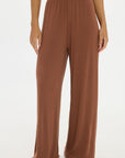 Soft Rib Wide-Leg Pants - Earth