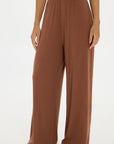 Soft Rib Wide-Leg Pants - Earth