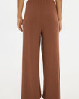 Soft Rib Wide-Leg Pants - Earth