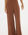 Soft Rib Wide-Leg Pants - Earth