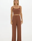 Soft Rib Wide-Leg Pants - Earth