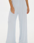 Soft Rib Wide-Leg Pants - Pale Azure